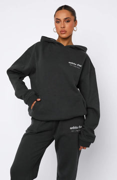 White Fox Kadın Era 8 Lounge Essentials Yazılı Kapüşonlu Oversize Hoodie