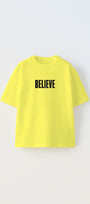 Believe Yazılı Futbol Tasarım Baskılı Sarı Çocuk T-shirt