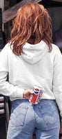 Kadın Oversize Hoodie Back To The 90’s Baskılı Beyaz - Kapüşonlu, Kanguru Cepli, 3 İplik Polar