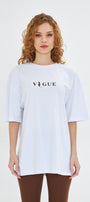 Kadın Vogue  Baskılı %100 Pamuk Oversize Kadın Tişört