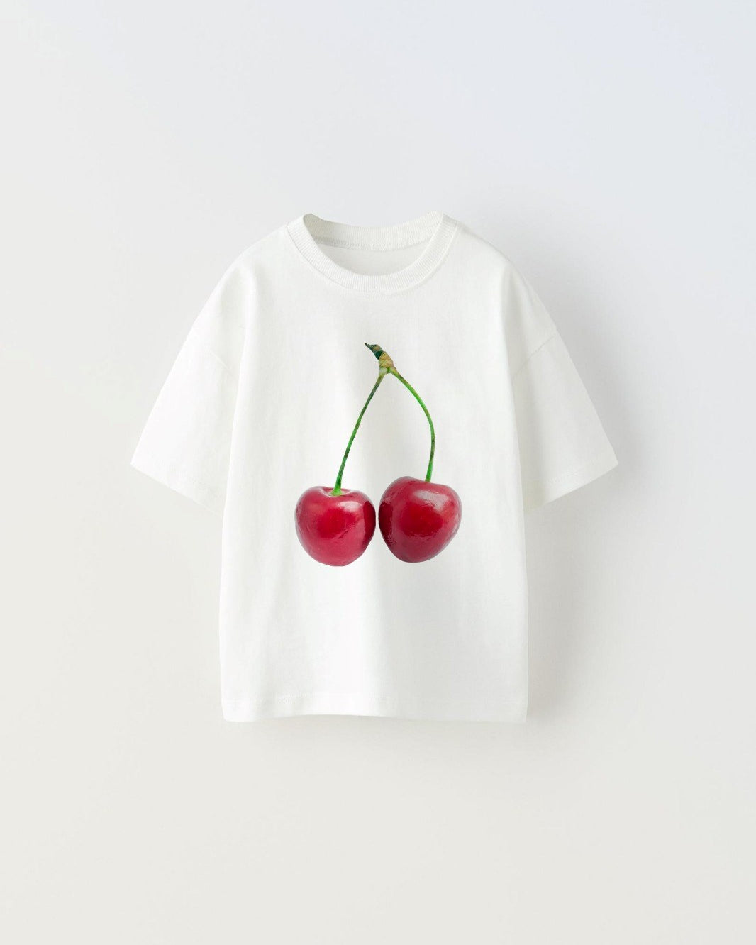 Cherry Kiraz Tasarım Baskılı Beyaz Çocuk T-shirt