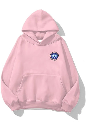 Kapüşonlu İçi Polar Nazar Boncuğu Baskılı Pembe Unisex Sweatshirt