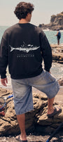 Erkek Oversize Sweatshirt Extinction Baskılı Siyah – Bisiklet Yaka, 3 İplik Şardonlu Polar
