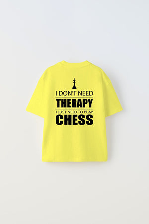 I Don'T Need Therapy I Just Need To Play Chess Yazılı Şah Tasarım Baskılı Sarı Çocuk T-Shirt