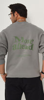 Bisiklet Yaka İçi Polar Move Ahead Yazı Baskılı Füme Oversize Sweatshirt