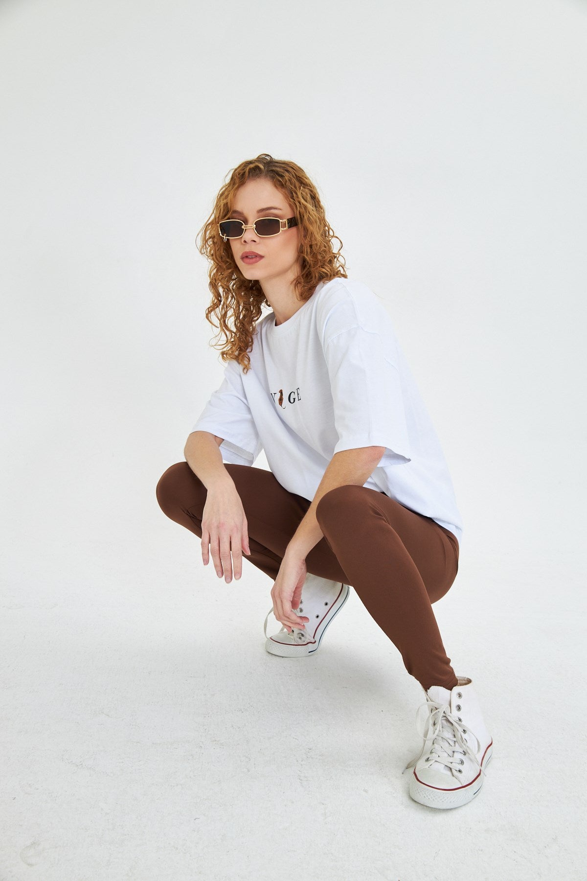 Kadın Vogue  Baskılı %100 Pamuk Oversize Kadın Tişört