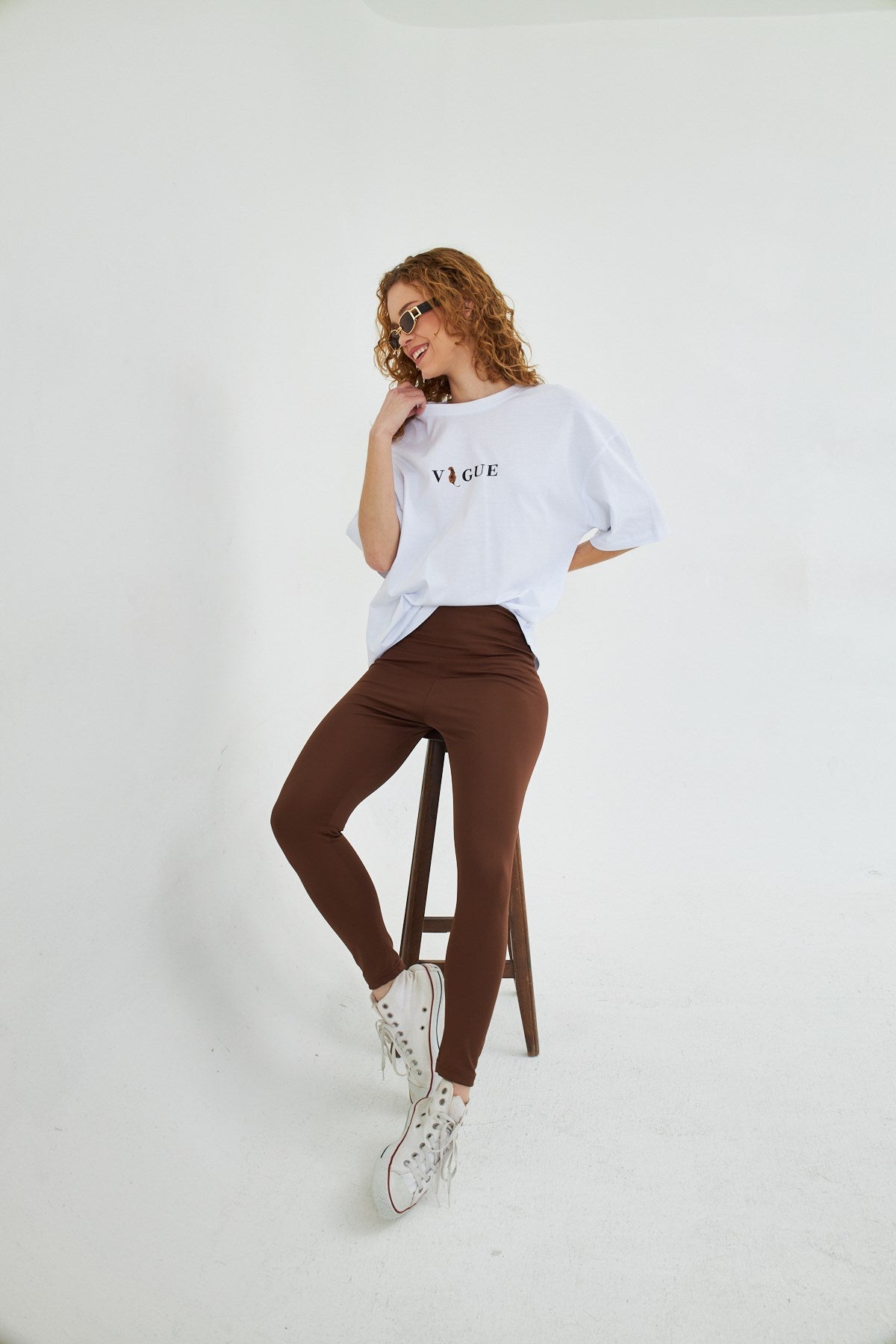 Kadın Vogue  Baskılı %100 Pamuk Oversize Kadın Tişört