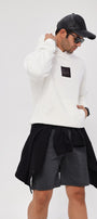 Kapüşonlu İçi Polar Syzygy Yazı Baskılı Beyaz Oversize Hoodie Sweatshirt