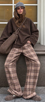 Kadın Relaxed Fit Sweatshirt Basic Kahverengi – Bisiklet Yaka, 3 İplik Şardonsuz, Düşük Omuz