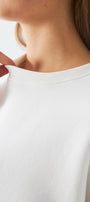 Unisex Oversize Sweatshirt Basic Beyaz – Bisiklet Yaka, 3 İplik Şardonlu Polar