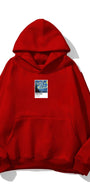 Kapüşonlu İçi Polar Starry Night Baskılı Kırmızı Unisex Oversize Hoodie Sweatshirt