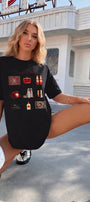 Kadın Oversize Tişört Russian Girl Wishlist Baskılı Siyah – Bisiklet Yaka, Rahat Kalıp, %100 Pamuk
