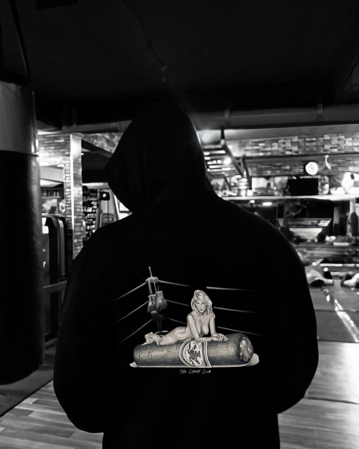 Erkek Oversize Sweatshirt Hoodie Ring Spirit Black Siyah – Kapüşonlu, 3 İplik Polar, Kanguru Cepli