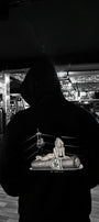 Erkek Oversize Sweatshirt Hoodie Ring Spirit Black Siyah – Kapüşonlu, 3 İplik Polar, Kanguru Cepli