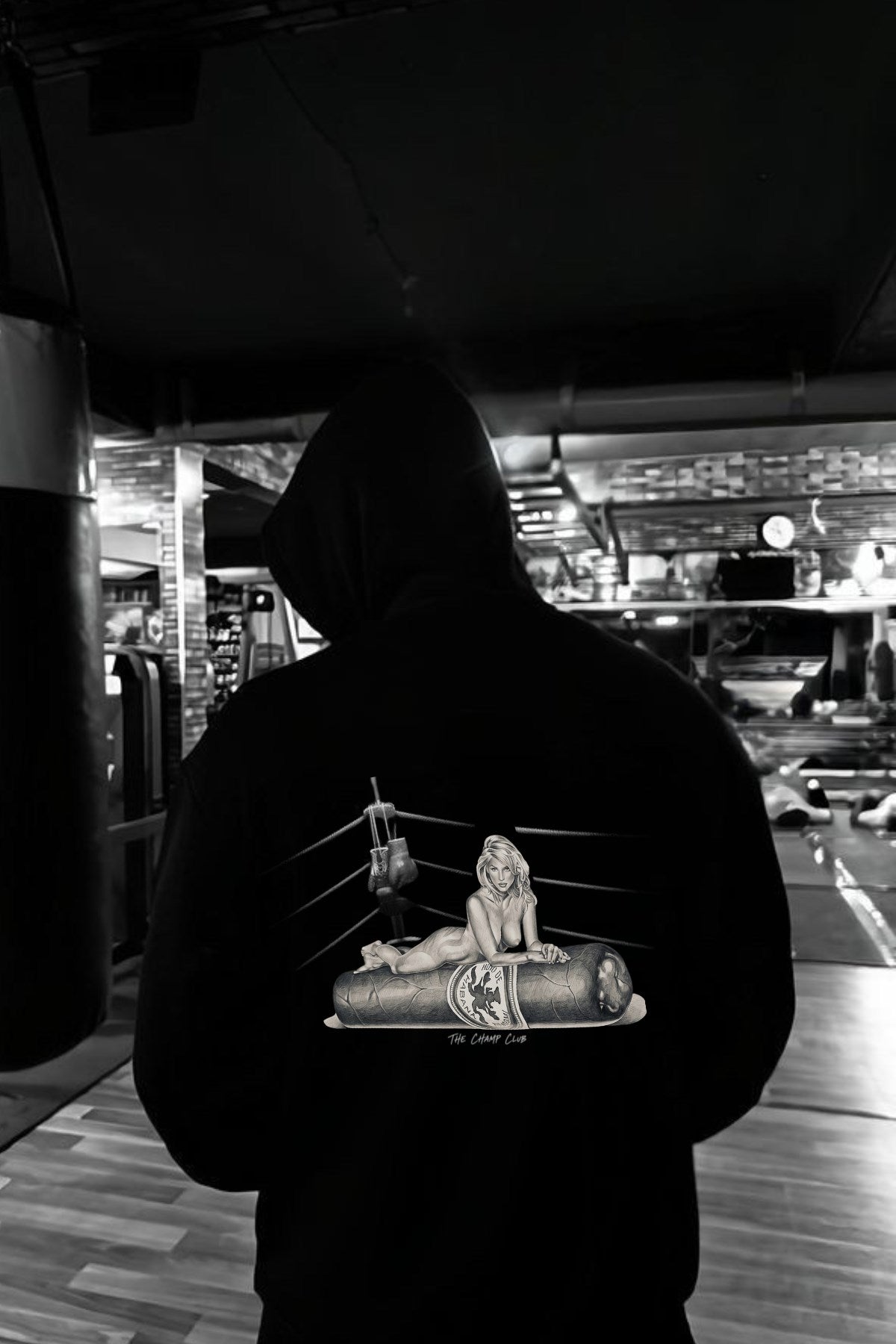Erkek Oversize Sweatshirt Hoodie Ring Spirit Black Siyah – Kapüşonlu, 3 İplik Polar, Kanguru Cepli