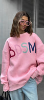 Kadın Oversize Sweatshirt Elbise Color Pop Baskılı Pembe – Bisiklet Yaka, 3 İplik Şardonlu Polar