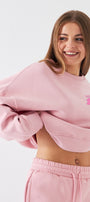 Kadın Oversize Sweatshirt Piglet Dreams Baskılı Pembe – Bisiklet Yaka, 3 İplik Şardonlu Polar