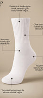 Unisex Beyaz Uzun Çorap Kadın Figürlü - Nefes Alan Pamuklu-Koku Oluşumunu Azaltmaya Yardımcı 6’lI 