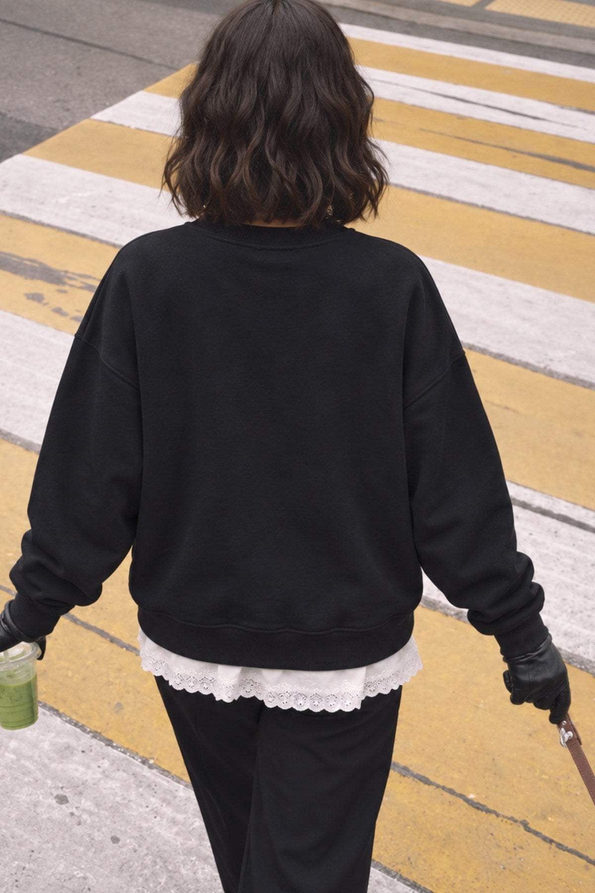 Kadın Oversize Sweatshirt 90’s Girl Baskılı Siyah – Bisiklet Yaka, 3 İplik Şardonlu Polar