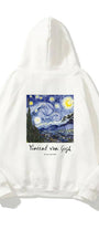 Kapüşonlu İçi Polar Vincent Van Gogh Baskılı Beyaz Unisex Hoodie Sweatshirt