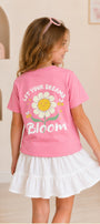 Kız Çocuk Tişört Let Your Dreams Bloom Baskılı Pembe – Bisiklet Yaka, Rahat Kalıp, %100 Pamuk