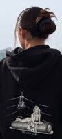 Kadın Oversize Sweatshirt Hoodie Ring Spirit Black Siyah – Kapüşonlu, 3 İplik Polar, Kanguru Cepli
