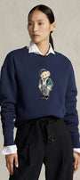 Kadın Oversize Sweatshirt Parisian Bear Baskılı Lacivert – Bisiklet Yaka, 3 İplik Şardonlu 
