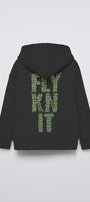 Siyah Kapüşonlu Collective Yazılı Arka Fly Kn It Yazılı Oversize Çocuk Sweatshirt