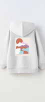 Beyaz Kapüşonlu İçi Polar Climbing Adventure Baskılı Unisex Çocuk Hoodie Sweatshirt