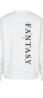 Erkek Oversize Sweatshirt Fantasy Back Baskılı Beyaz – Bisiklet Yaka, 3 İplik Şardonlu Polar