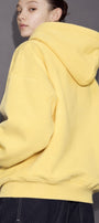Kız Çocuk Oversize Basic Hoodie Sweatshirt Sarı – Kapüşonlu, Kanguru Cepli, 3 İplik Polar
