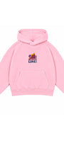 Kız Çocuk Oversize Hoodie Love Mount Baskılı Pembe – Kapüşonlu, Cepli, 3 İplik Polar
