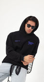 Kapüşonlu İçi Polar Eighty Five Yazı Baskılı Siyah Oversize Hoodie Sweatshirt