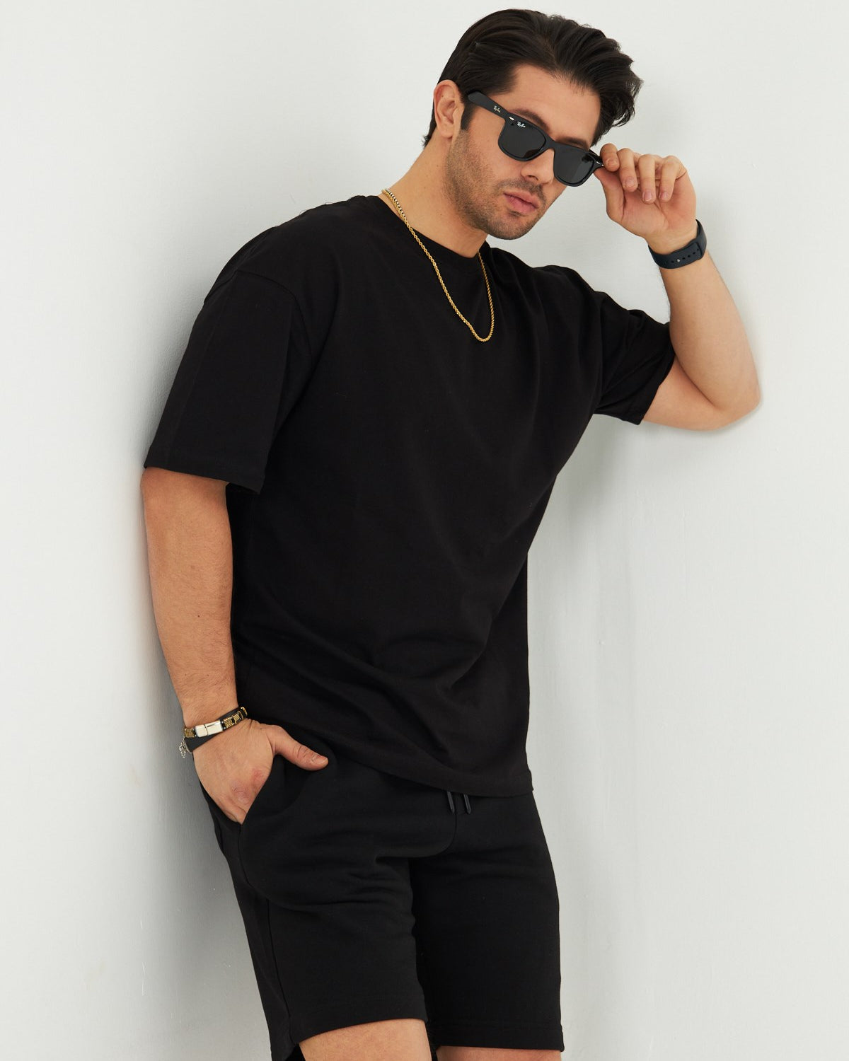 Erkek Pamuklu Basic Oversize  Bisiklet Yaka Kısa Kollu Tişört