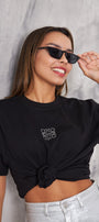 Taş Baskılı Siyah Kadın T-Shirt