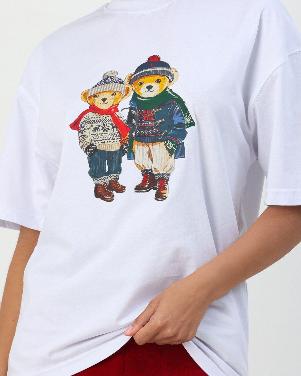 %100 Pamuk Sevgili Konseptli Teddy Baskılı T-shirt