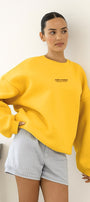 Kadın Oversize Sweatshirt CHMP STUDIOS Sarı – Bisiklet Yaka, 3 İplik Şardounlu Polar