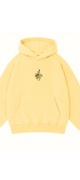 Kız Çocuk Oversize Hoodie Sweatshirt Flower Heaven Baskılı Sarı – Kapüşonlu, Cepli, 3 İplik Polar  