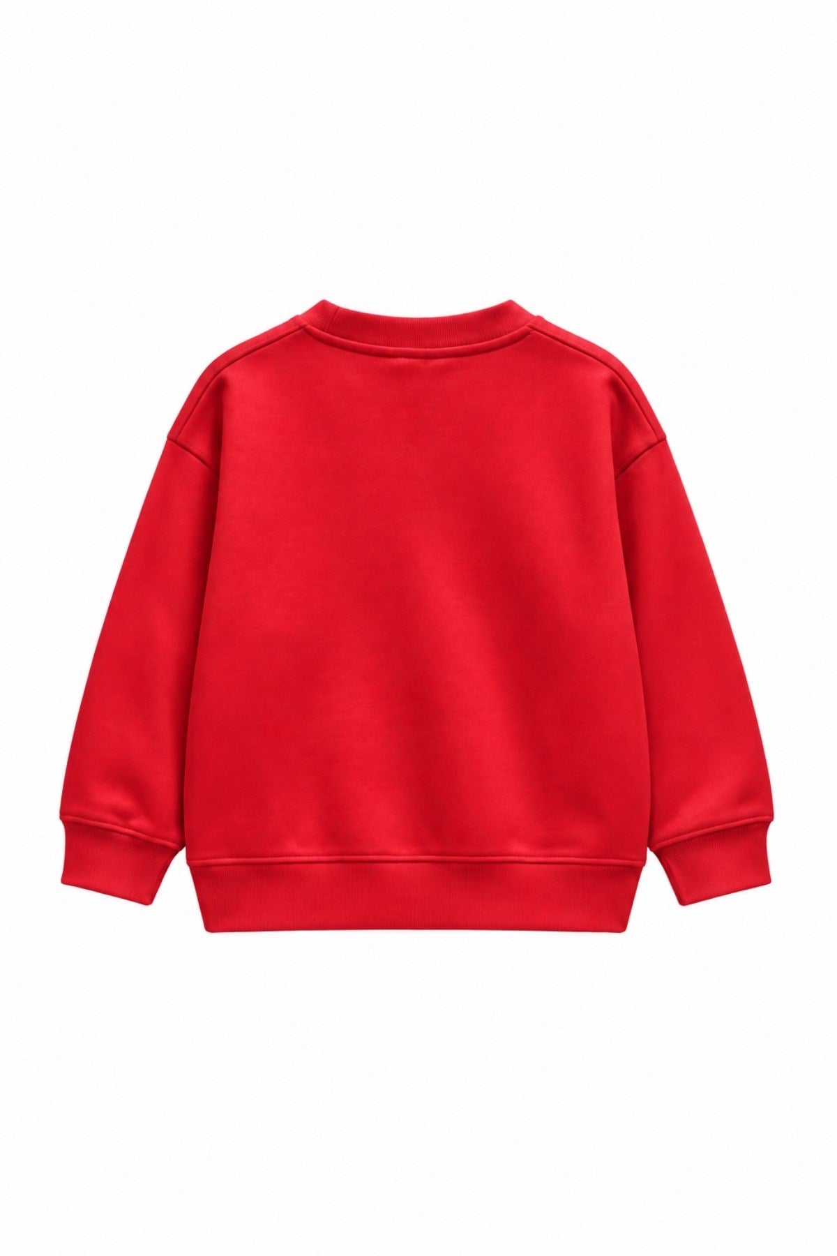 Erkek Çocuk Oversize Sweatshirt Basic Kırmzı – Bisiklet yaka, 3 iplik şardonlu polar
