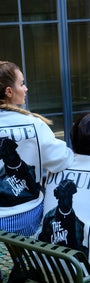 Unisex Oversize Sweatshirt Hound Portrait Baskılı Beyaz – Bisiklet Yaka, 3 İplik Şardonlu Polar