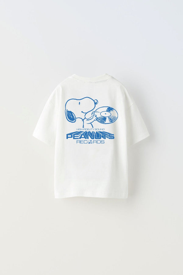 Peanuts Records Baskılı Beyaz Kız Çocuk T-shirt 