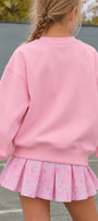 Kız Çocuk Oversize Sweatshirt Basic Pembe – Bisiklet yaka, 3 iplik şardonlu polar