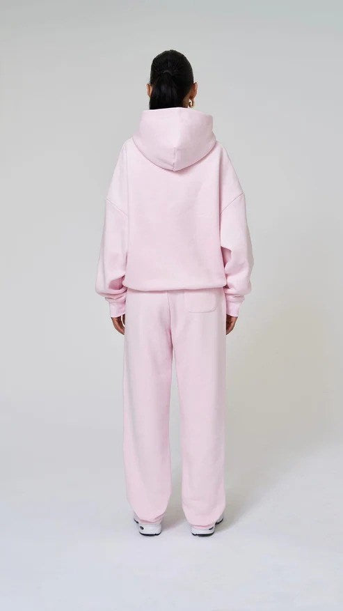 Kapüşonlu İçi Polar Pembe Unisex Oversize Hoodie Sweatshirt