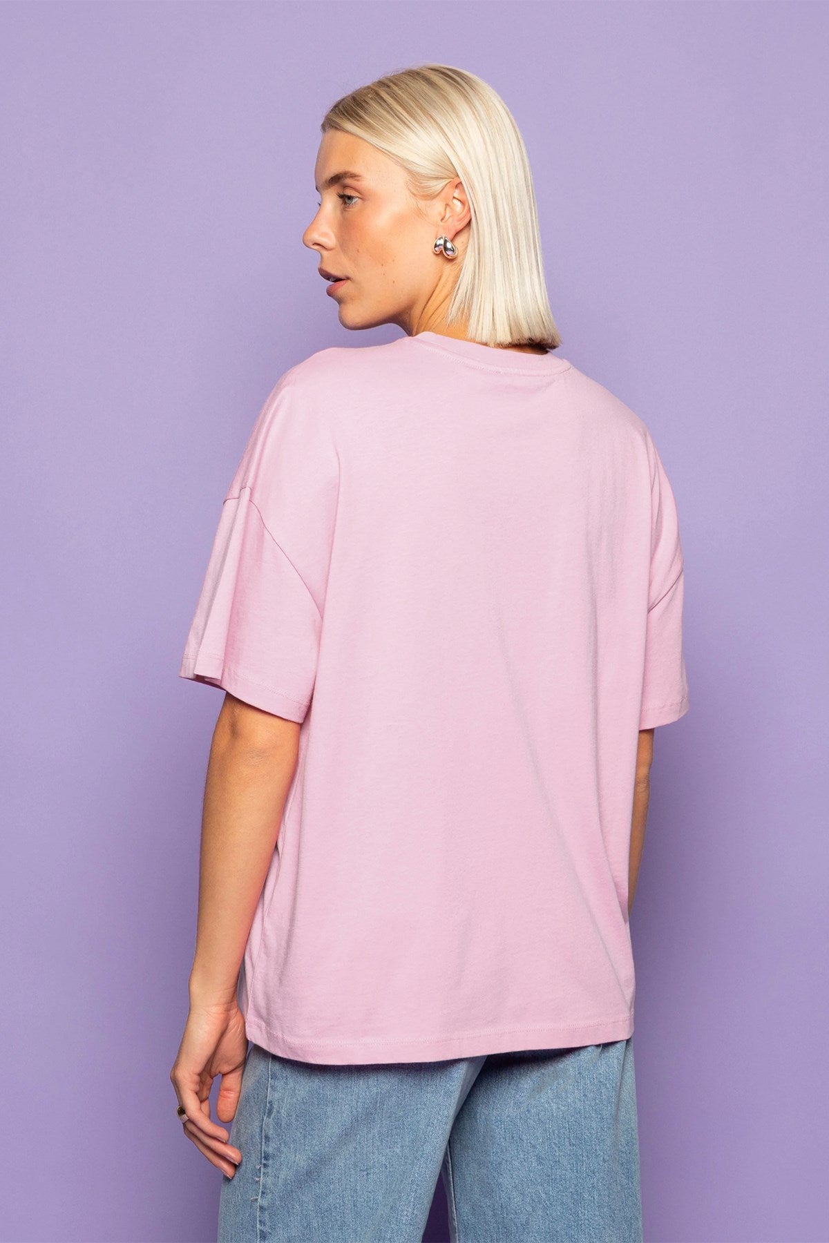 Kadın Oversize Tişört Paradise Calling Baskılı Pembe – Bisiklet Yaka, %100 Pamuk Compact Süprem 24/1