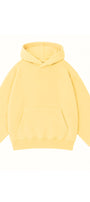 Kız Çocuk Oversize Basic Hoodie Sweatshirt Sarı – Kapüşonlu, Kanguru Cepli, 3 İplik Polar