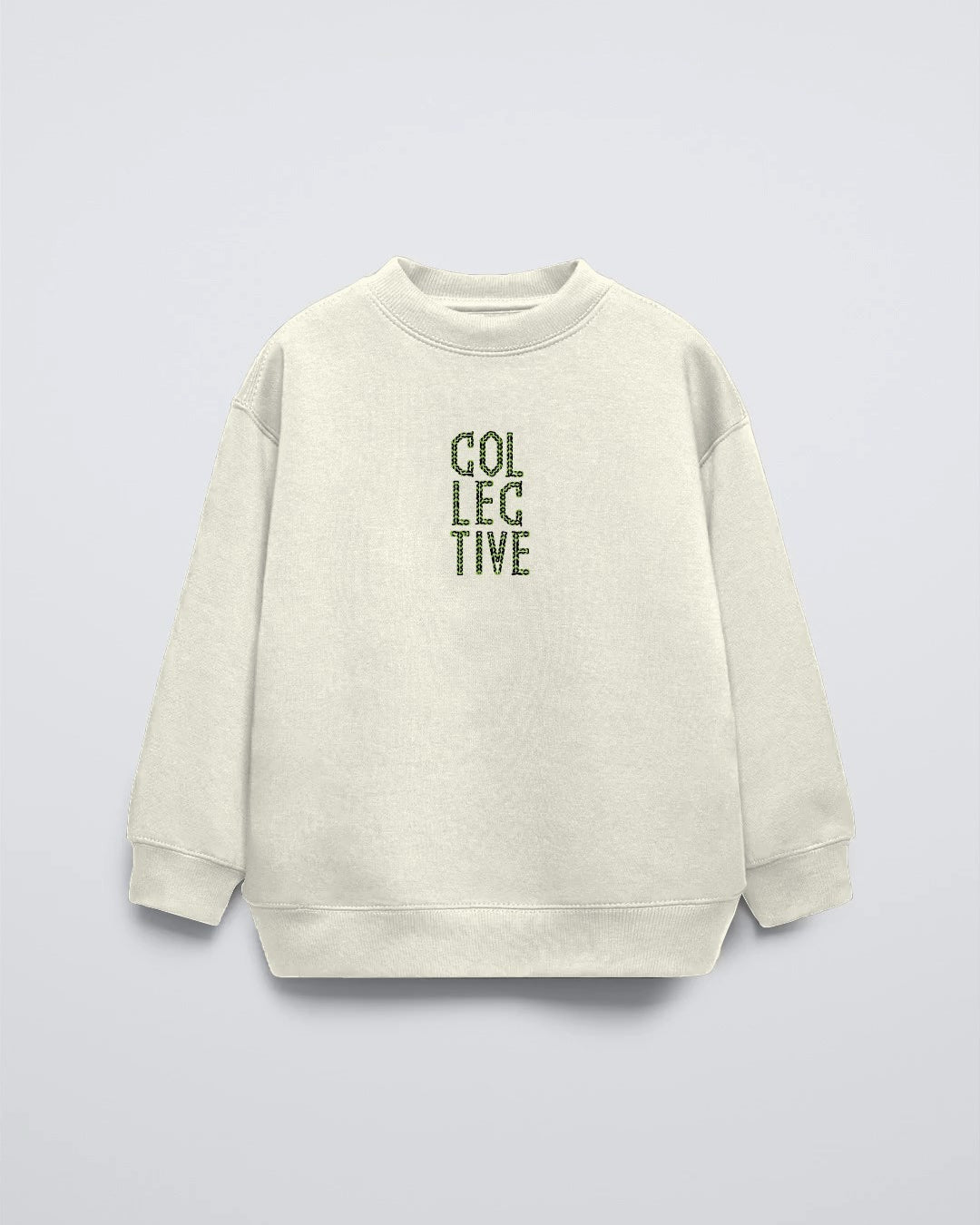 Krem Bisiklet Yaka Collective Yazılı Arka Fly Kn It Yazılı Oversize Çocuk Sweatshirt