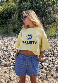 Vacanses Baskılı %100 Pamuklu Kadın Comfort Tişört