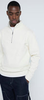 Erkek Ekru Yarım Fermuarlı Sweatshirt 3 İplik Şardonlu Oversize Kesim          ChatGPT’ye sor