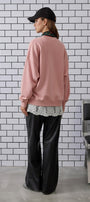 Kadın Oversize Sweatshirt City Club Bear Baskılı Pembe – Bisiklet Yaka, 3 İplik Şardonlu Polar