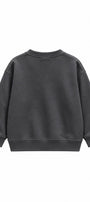 Erkek Çocuk Oversize Sweatshirt Basic Füme – Bisiklet yaka, 3 iplik şardonlu polar